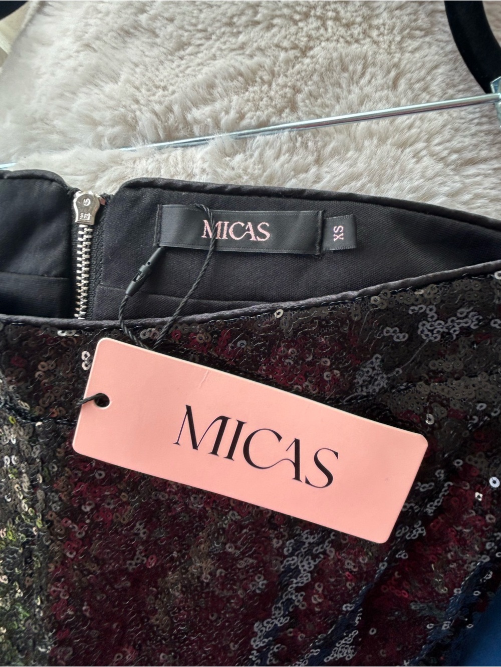 NWT Micas Black Sequin High Rise Wide Leg Party Pants Trousers Size XS - Picture 6 of 12